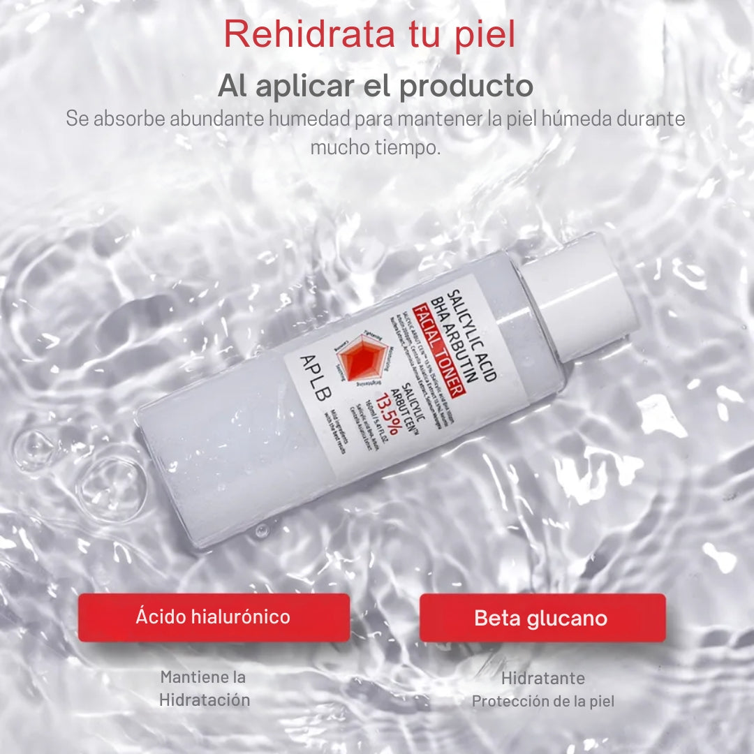 Salicylic Acid BHA Arbutin Facial Toner es un tónico facial formulado para tratar problemas de acné, hiperpigmentación y mejorar la textura de la piel.